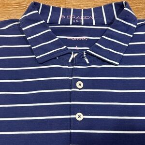B. Draddy Men's Striped Blue Pima Cotton Polo Shirt
